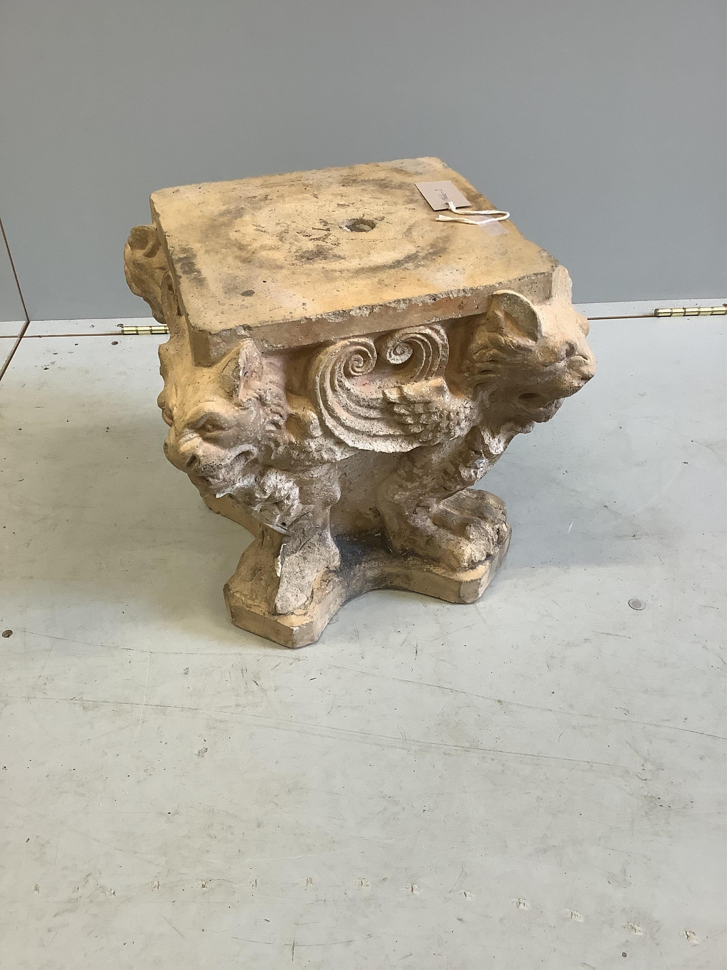 A pottery / stoneware corbel, width 35cm, height 35cm. Condition - fair